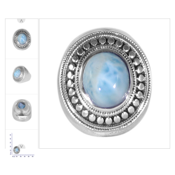 ANNEAU D&#39;ENGAGEMENT D&#39;ARGENT 925 STERLING AVEC LA BIJOULE TRADITIONNELLE LARIMAR NATURAL GEMSTONE